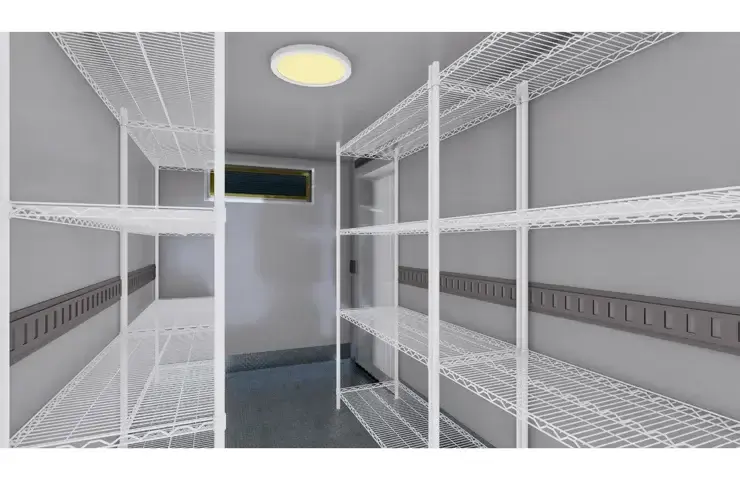 Refrigerated trailer interior showing insulated walls Refrigerated trailer interior showing insulated walls