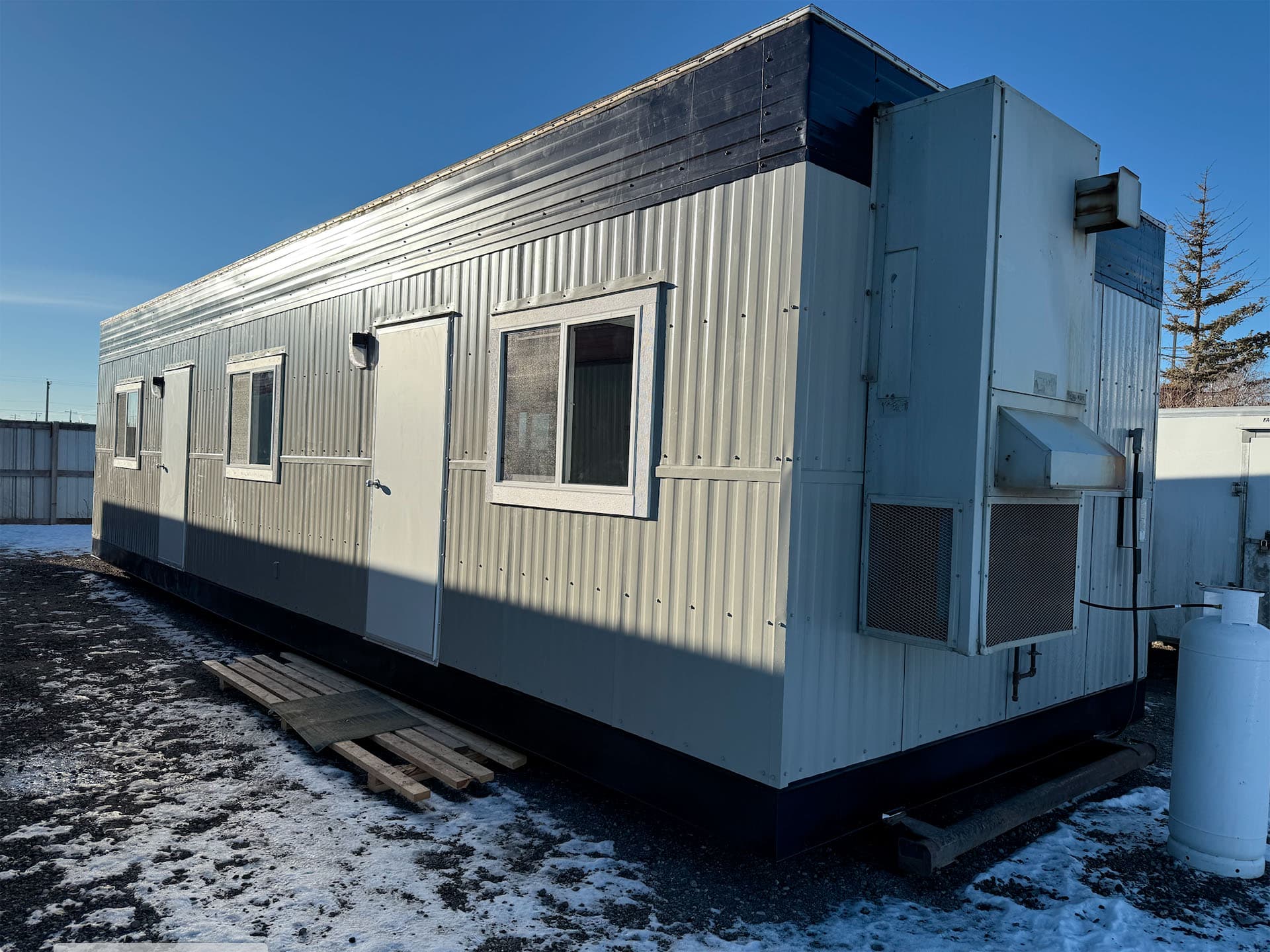 Real Skidded Office Trailer on Job Site