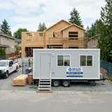 Office trailer at an active contractor job site